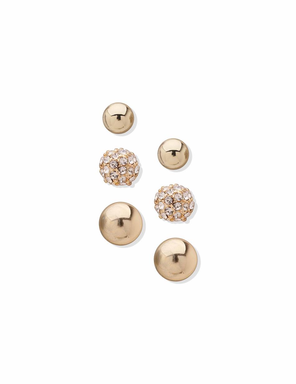 Earring Anne Klein Gold-Tone Trio Post Buttons Set   | EWC-4284693